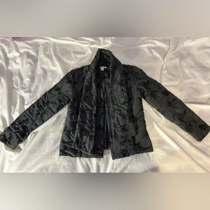 Black embroidered jacket with removable scraf